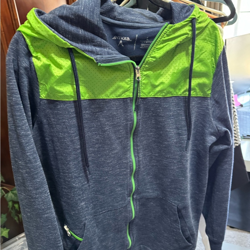 Antigua Charcoal and Lime Hoodie